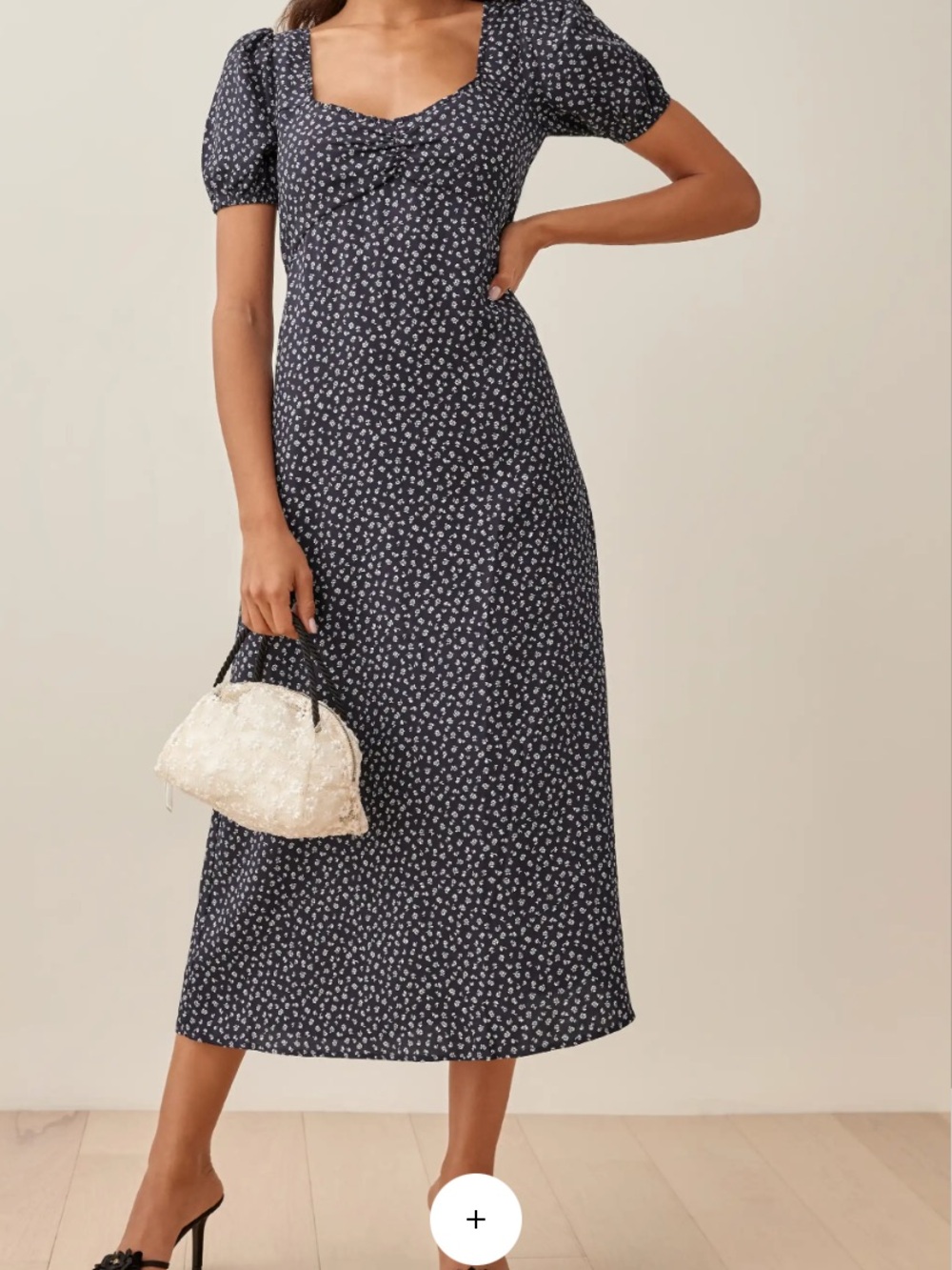Reformation Kelby Midi dress navy floral size xs